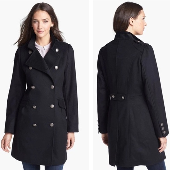 Barbour Womens Commander Wool Cashmere Coat Sz 14 Black Classic Staple Preppy - Picture 13 of 15